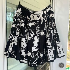 Ralph Lauren Black and White Floral Skater Skirt